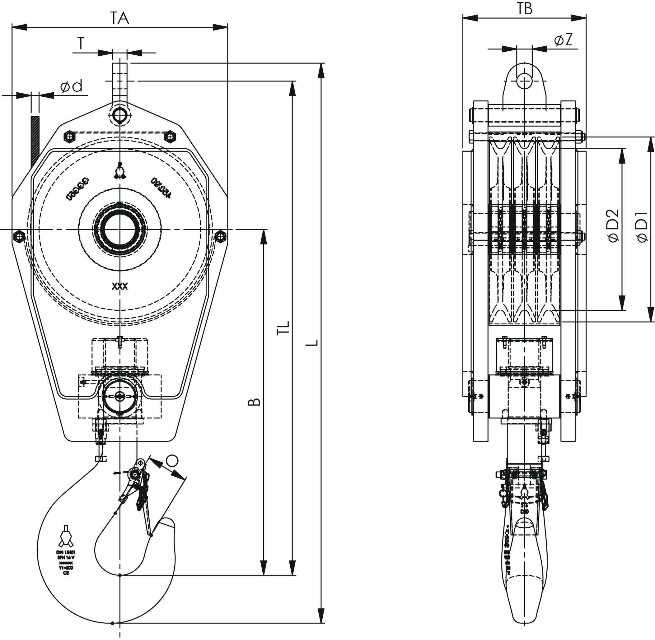 Standard Reeve Crane Blocks 3 Sheaves - Mennens Belgium crane reeving diagram blocks 